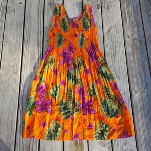 orange hawiian floral dress
